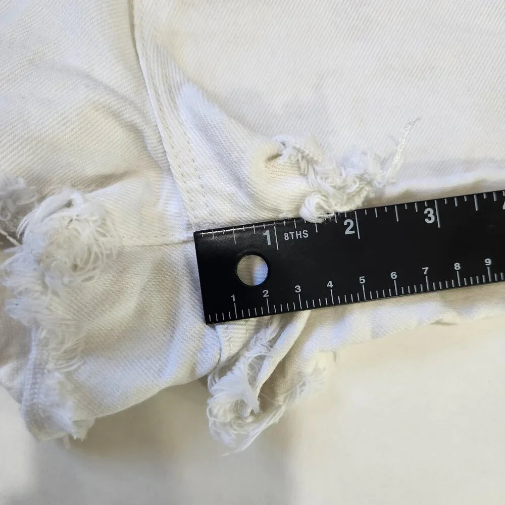 Rolla's Duster High Rise‎ Slim Denim Shorts 26 Vintage White Worn Distressed